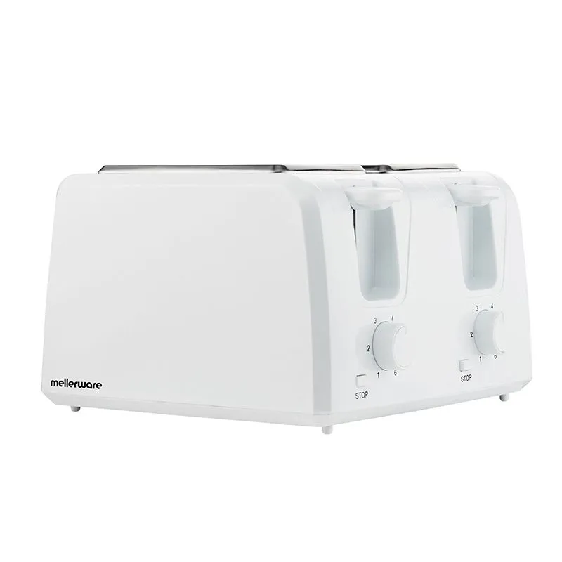 Mellerware Toaster 4 Slice Plastic White 1300W "Eco Max"