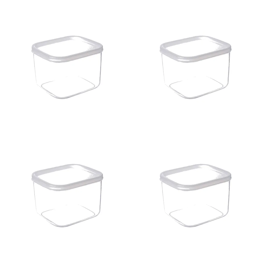4 Pack Space-Saving Design Food Storage Box 1000ml - Transparent
