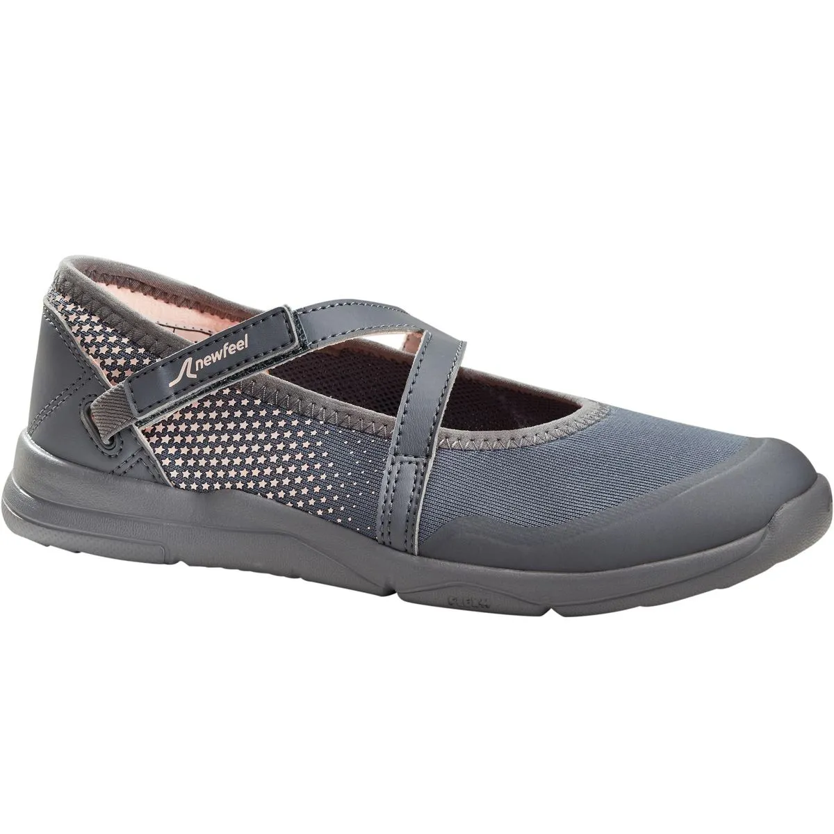 Newfeel Girls Walking Shoes PW 160 Br'easy - Grey & Coral