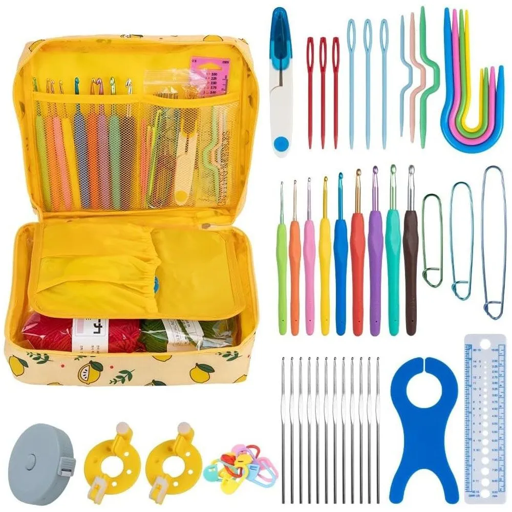 58-piece Crochet Set Adult Knitting Starter Set - Yellow