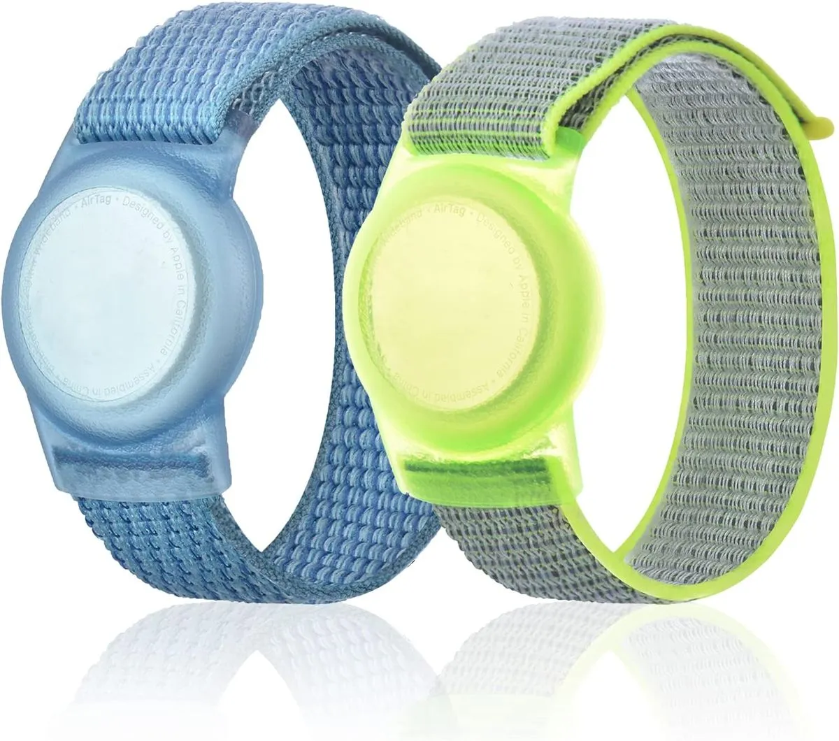 2 Pack- Okotec Nylon Wrist band Airtag Kids Bracelet Strap - Blue Green