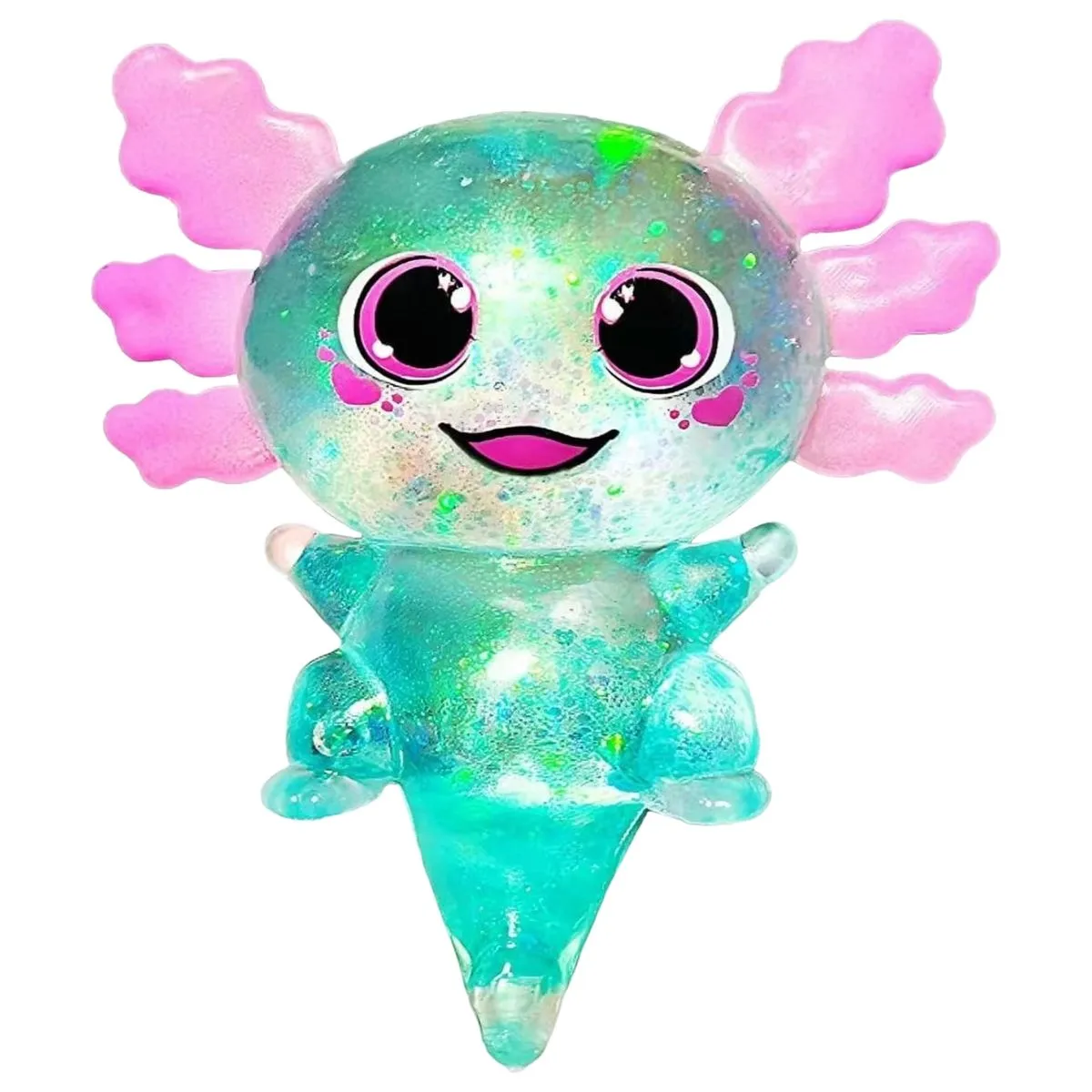 Cute Glitter Axolotl Squishy Toy - Slow Rising Stress Relief Squeeze Toy - Green
