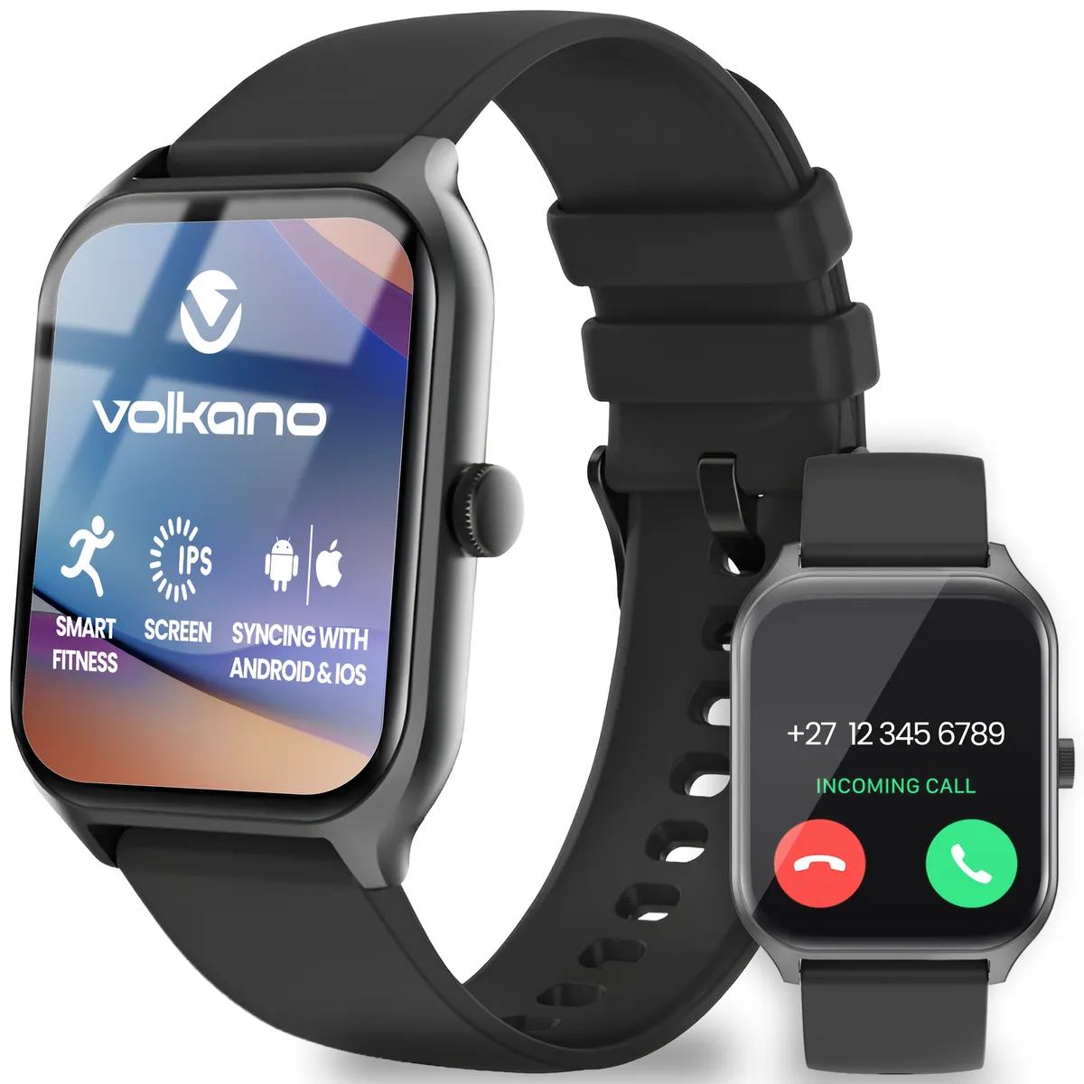 Volkano Life Series Smart Watch for Women & Men | Calling & Photo Uploads - Black