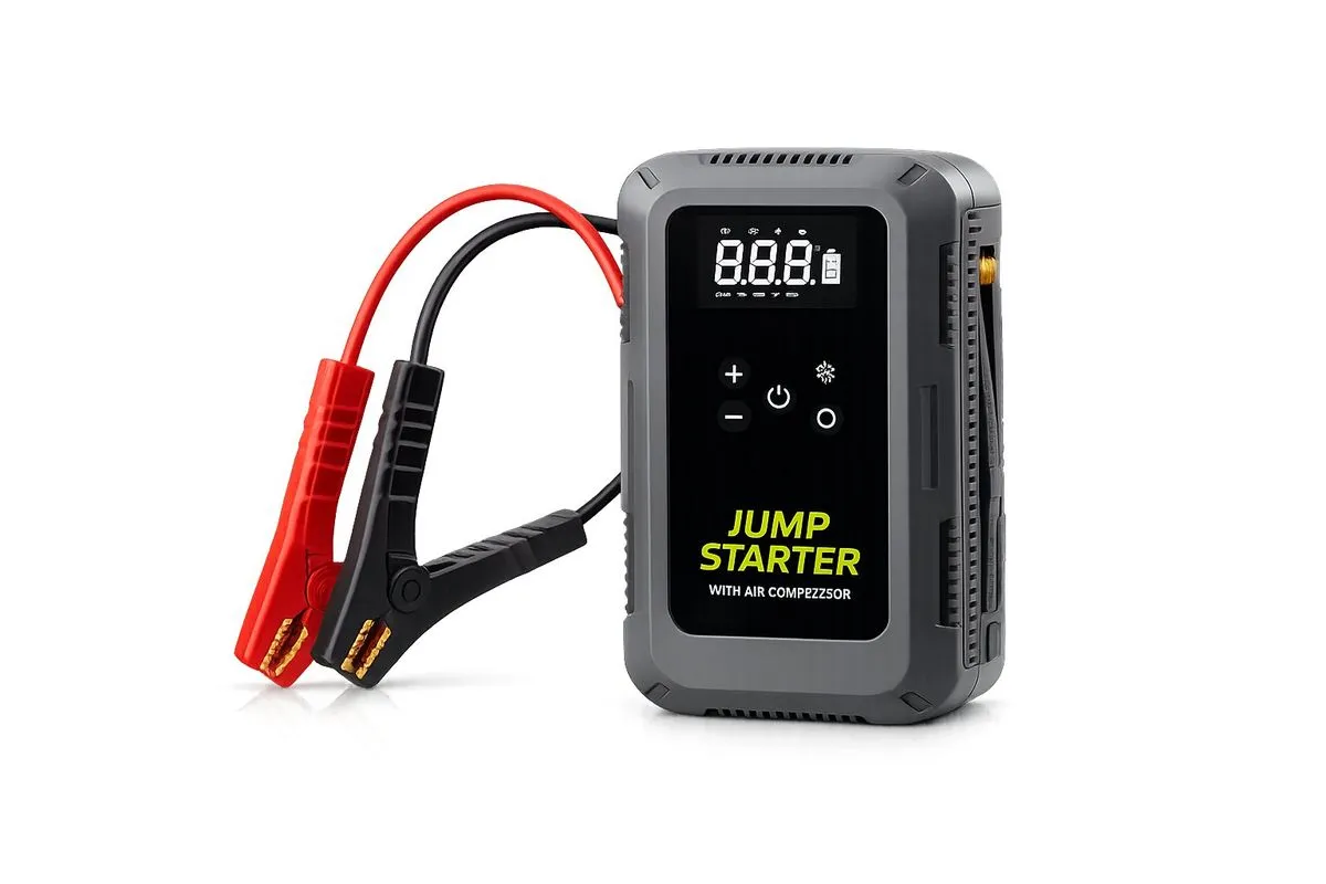 Portable Emergency Rechargeable Car Starter with Built-in Air Compressor