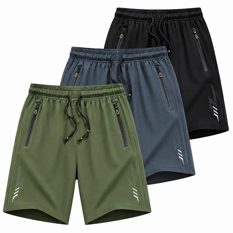 Men's Gym Shorts With Zip Pockets - Multi Colour Quick Dry VSP 3 Pack - M