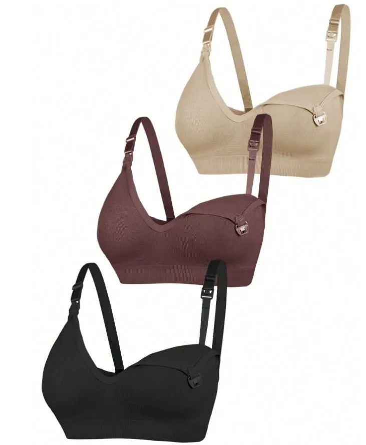 Maternity Bra Set, Solid Color 3Piece