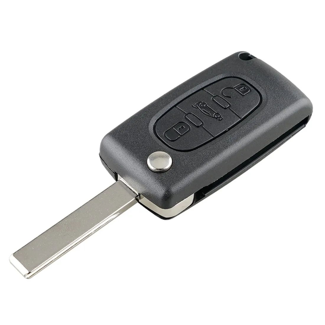Replacement 3 Buttons Car Key Case with Foldable Uncut Key for Peugeot