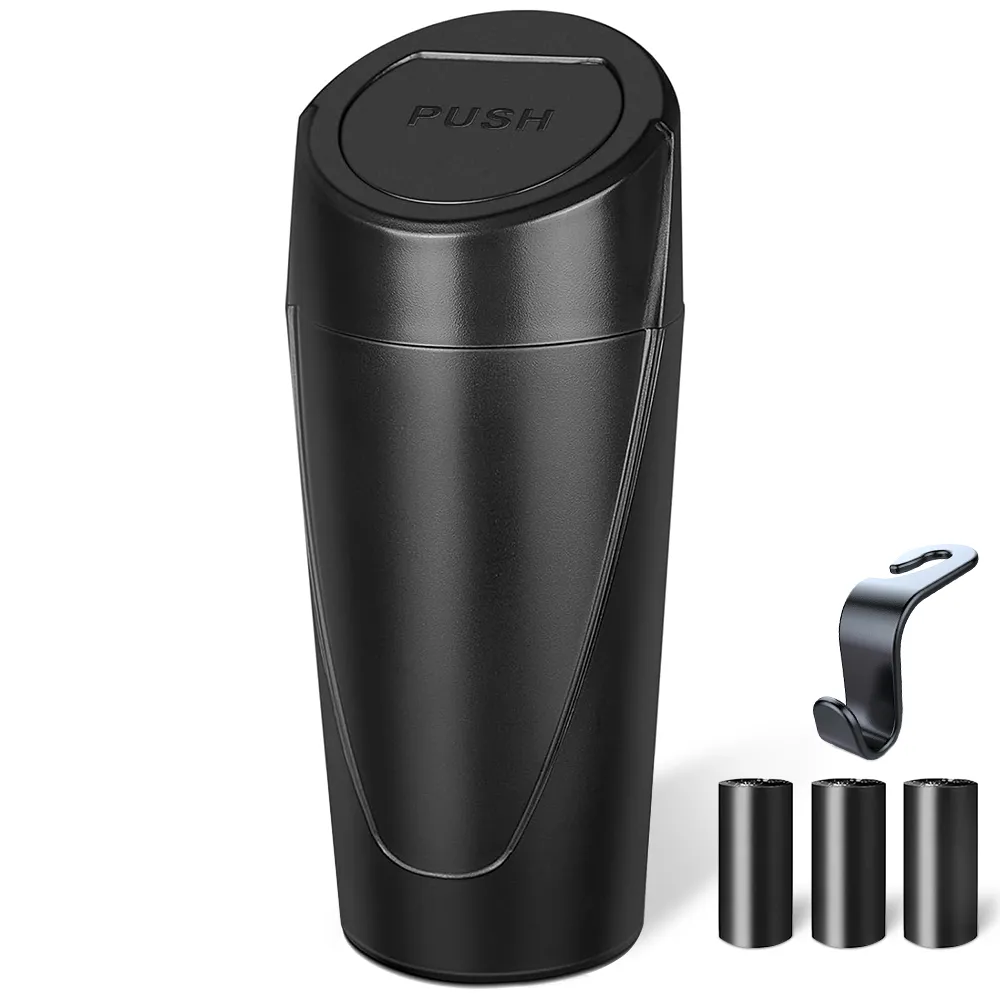 TopikaAuto Car Trash Bin with Lid 2 Pack, Car Garbage Can Storage Device - Black:1Pack