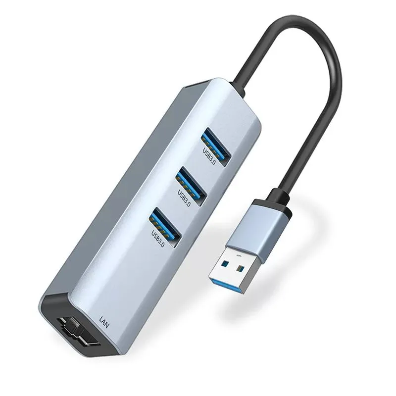 USB 3.0 Hub With RJ45 Lan Gigabit Ethernet Adapter for Macbook and Laptops