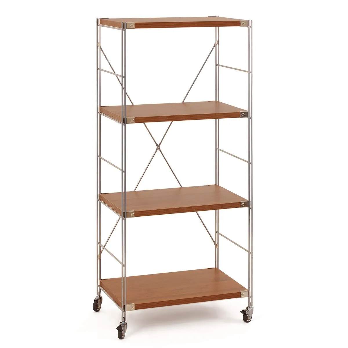 Chenshia 4-Tier Modern Open Storage Display Shelving with Wheel-60x40x135cm
