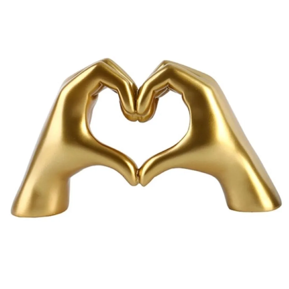 Home Decor Gift Nordic Love Heart Hands Ornament (15x25cm) - Gold