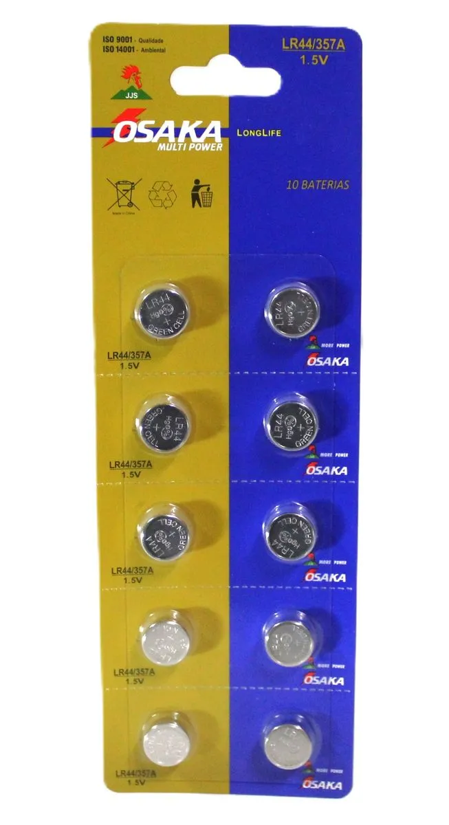 Pack of 10-OSAKA LR44/357A/AG13 Extra Long Life Lithium Coin Battery