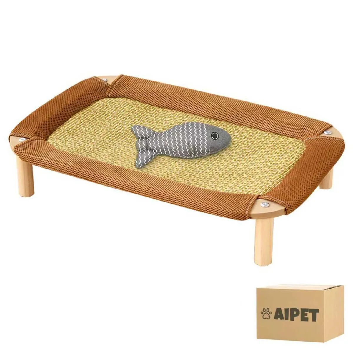 AIPET Oval Sunken Cat Bed Pet Round Elevated Breathable Bed