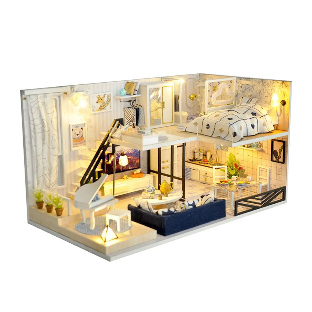 DIY Miniature House Kit Doll House LED lighting Dollhouse for Kids Adults