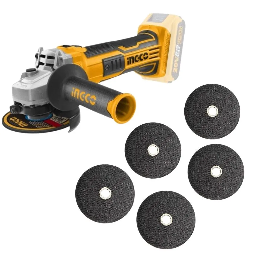 Ingco - Cordless Angle Grinder and Generic Cutting Discs x5