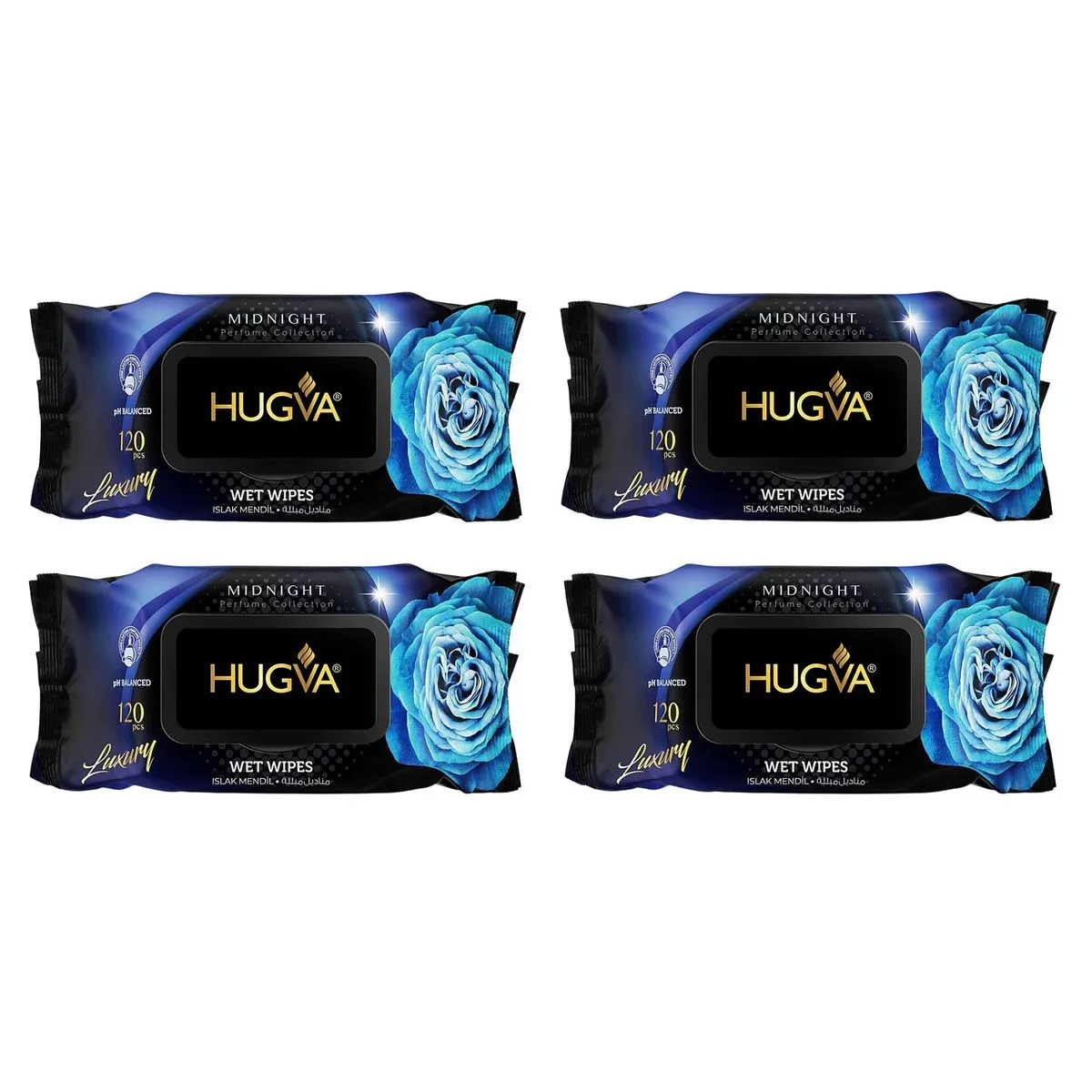 Hugva Luxury Scented Wet Wipes - Midnight - 4 Pack
