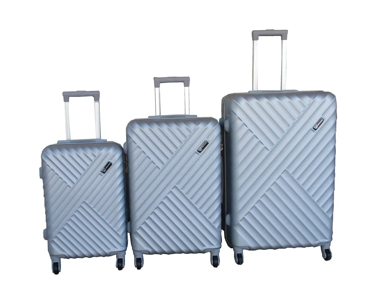 3-Piece Travel Luggage Suitcase Bag Set-Stylish, and Convenient - Silver