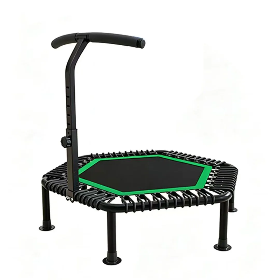 Fitness Trampoline Hexagonal with Adjustable Handle for Kids Adult 1m