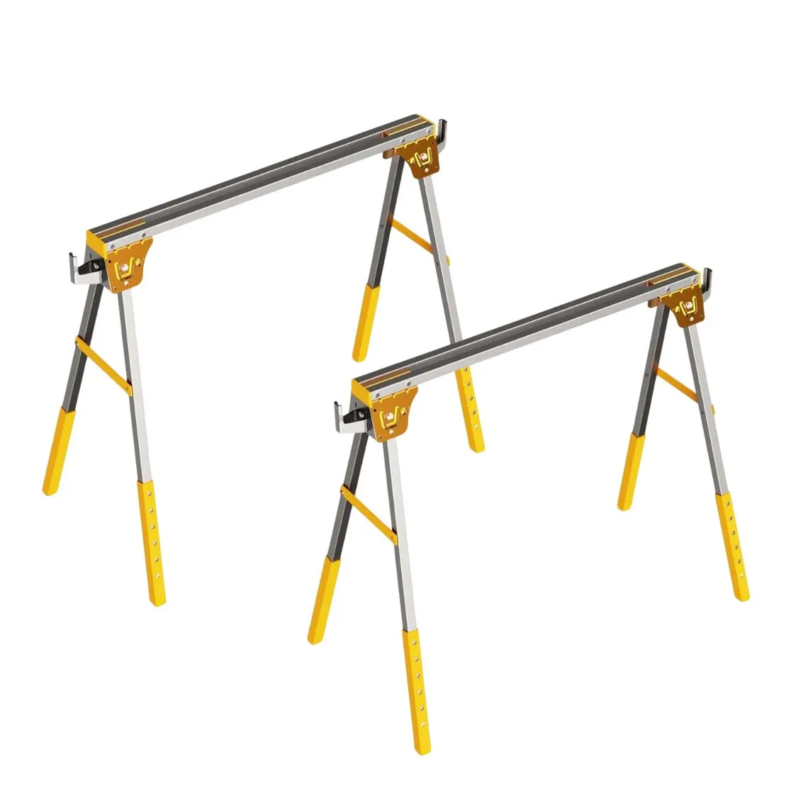 2Pcs Sawhorses Foldable Heavy Duty Table with Bar Clamps for Woodworking