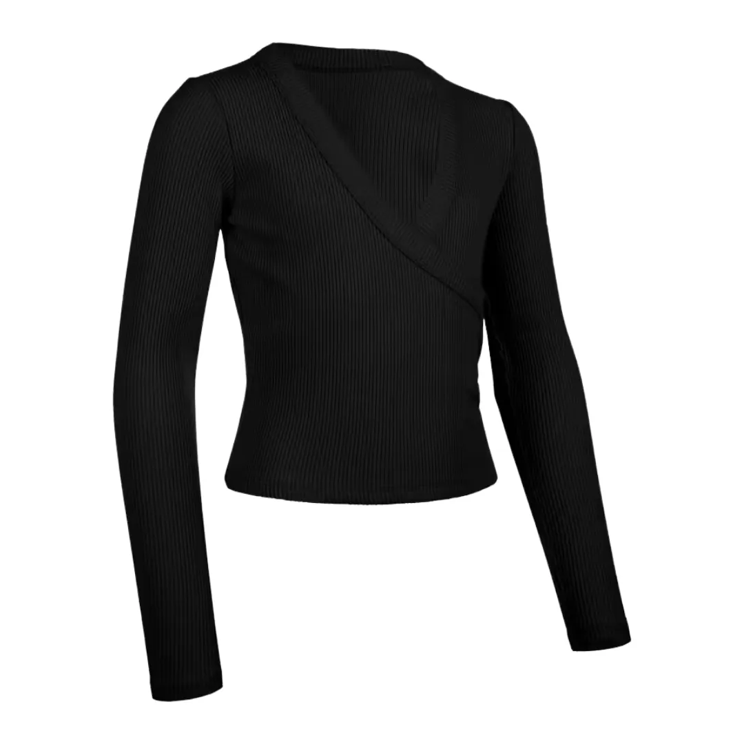 Starever Girls' Ballet Wrap-Over Top - Black - 8-9 years