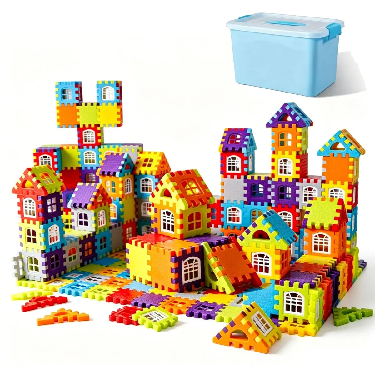 210 Piece Kids Educational Building Blocks Interlocking Toy Storage Box