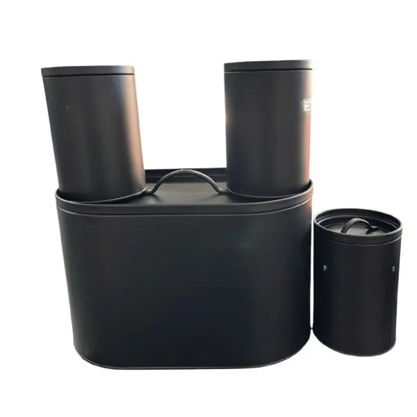 4 Piece Bread Box & Canister Set Black - Tea Coffee Sugar Storage