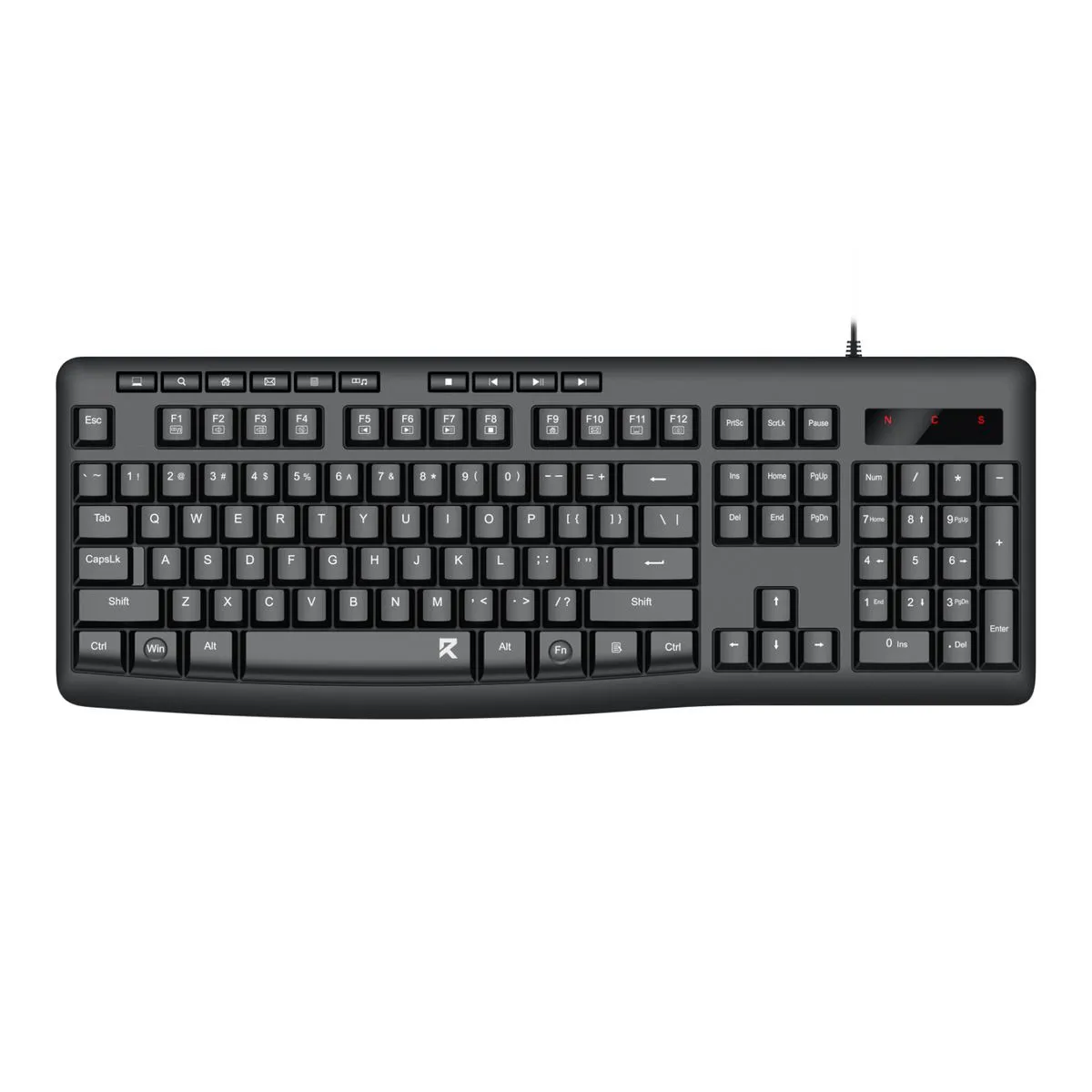 Redragon 104 Full-size Ergonomic Wired Membrane Office Keyboard - Black