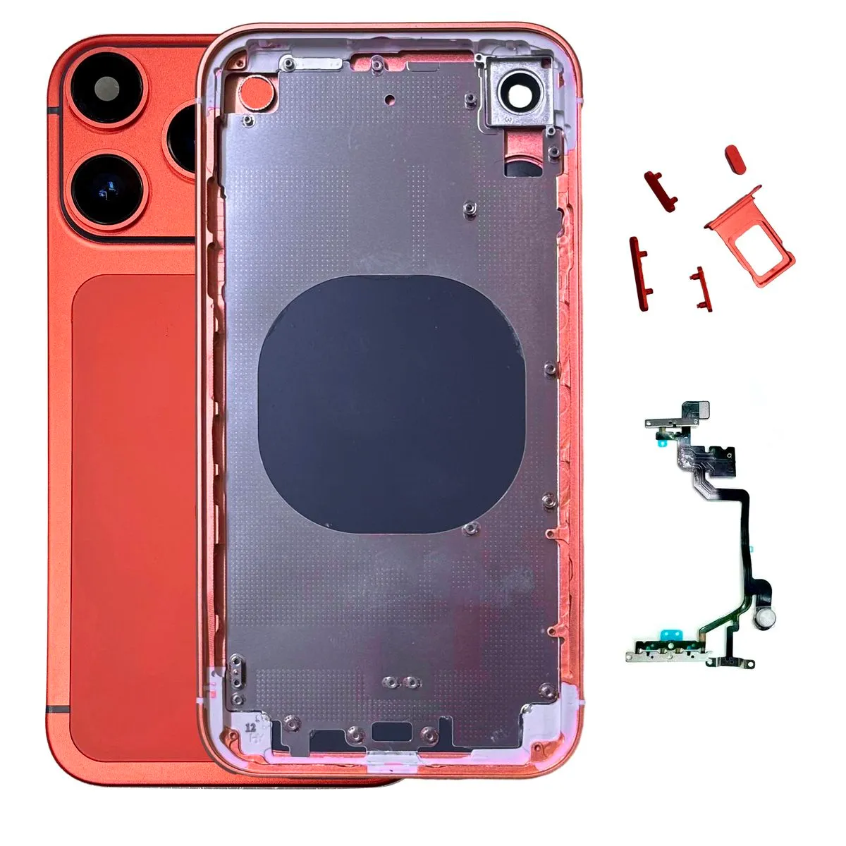 Back Cover Housing DIY Kit Compatible with iPhone XR to 17 Pro Conversion - Red
