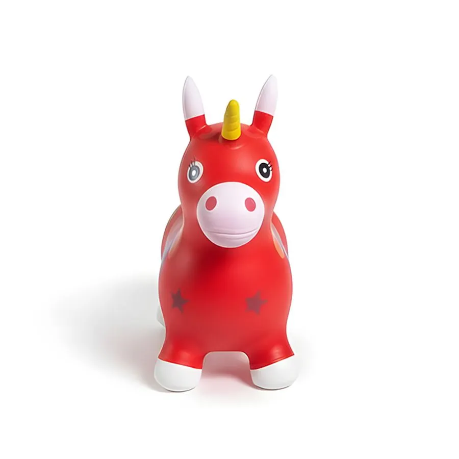 1 Pack Inflatable Unicorn Bouncy Hopper for Toddlers Ride on Hopping Toys - Red