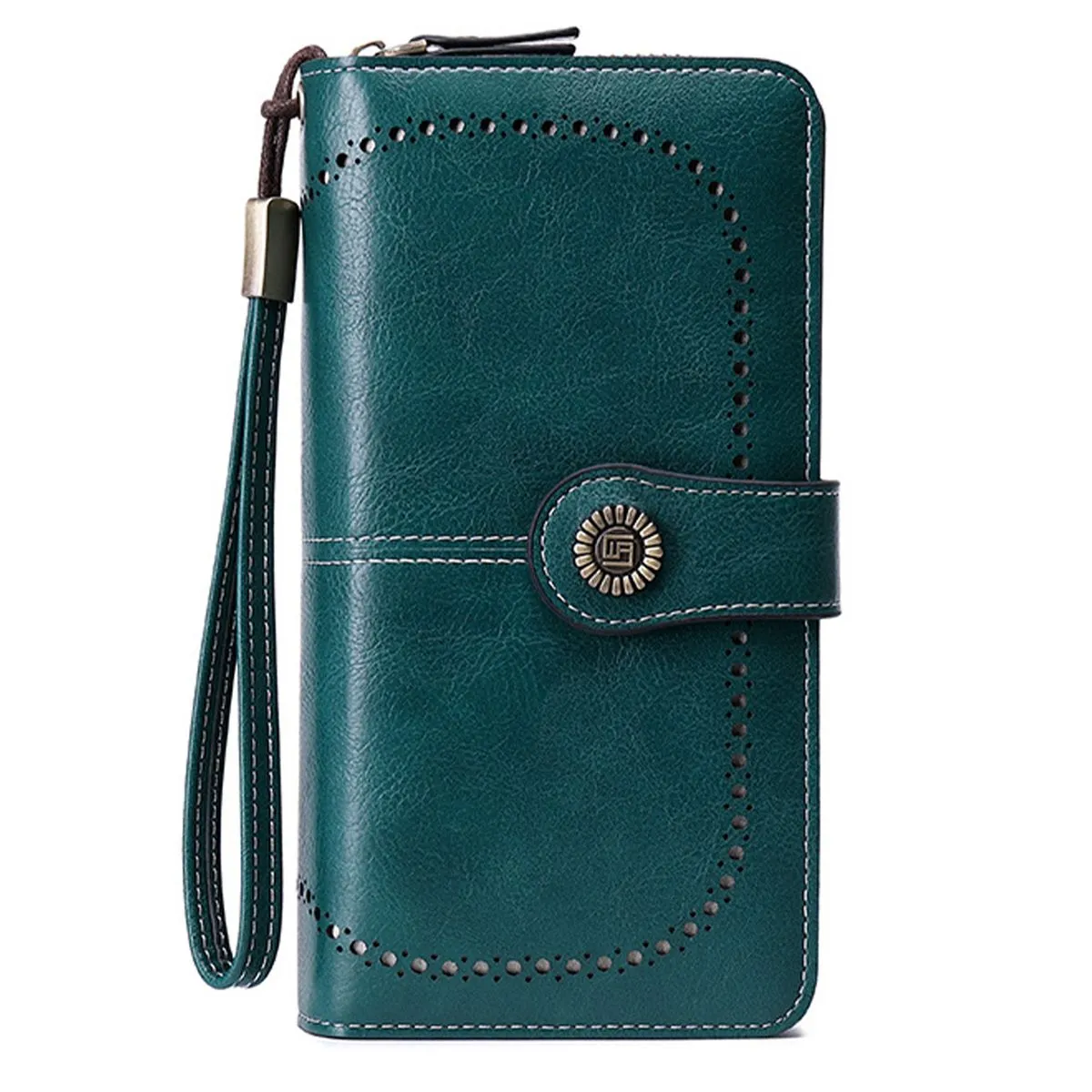 Women's RFID Security Wristband Clutch Retro Long Wallet - Blue
