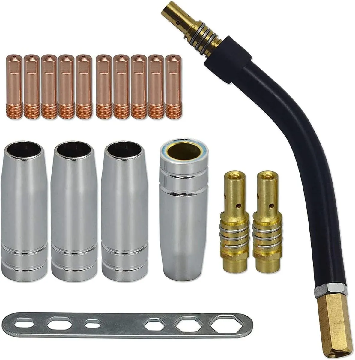 18-Pieces MIG Welding Torch Kit MB15 15AK with Tips, Holder & Cup