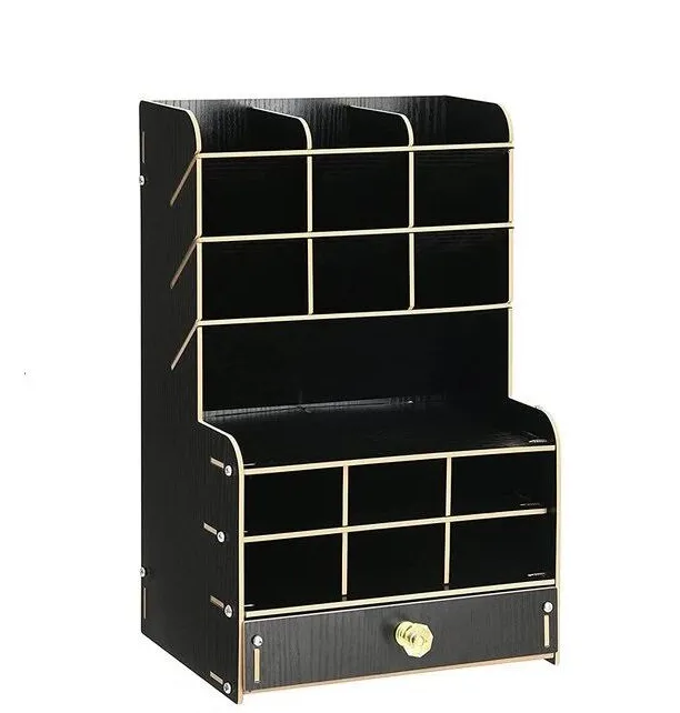 Shelf Desktop Pen Holder Organizer - Black