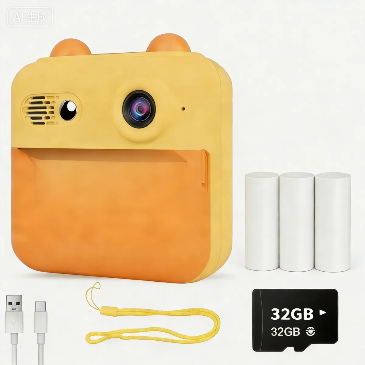 Instant Printing Cameras for Kid, with 3 Rolls Printing Paper & 32GB Card