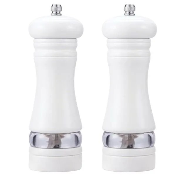 2 Piece Wooden Salt & Pepper Grinder Set - White