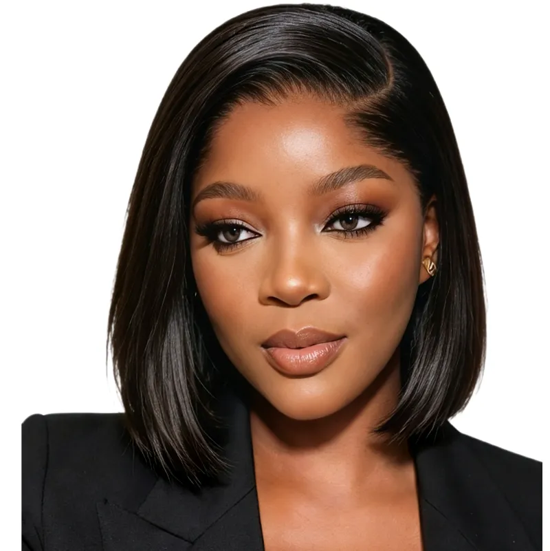 Geebuy 10 inch Straight 13x4 Free Parts Bob Wig Brazilian 15A Glueless Lace