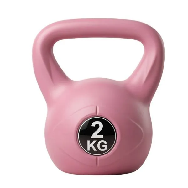 2KG Pink Kettlebell Vinyl Coated Weight Home Gym Fitness Training