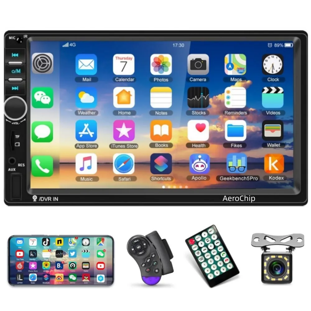 Double Din Car Stereo 7 inch Touch Screen Radio Support Mirror Link