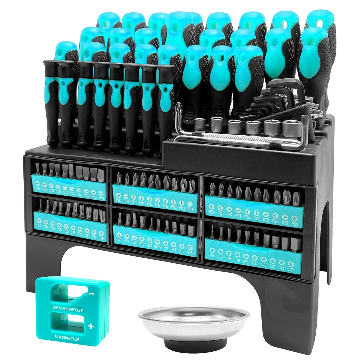 DARK DUCK 118 Pieces Screwdriver Tool Set with Magnetic - Blue, Black
