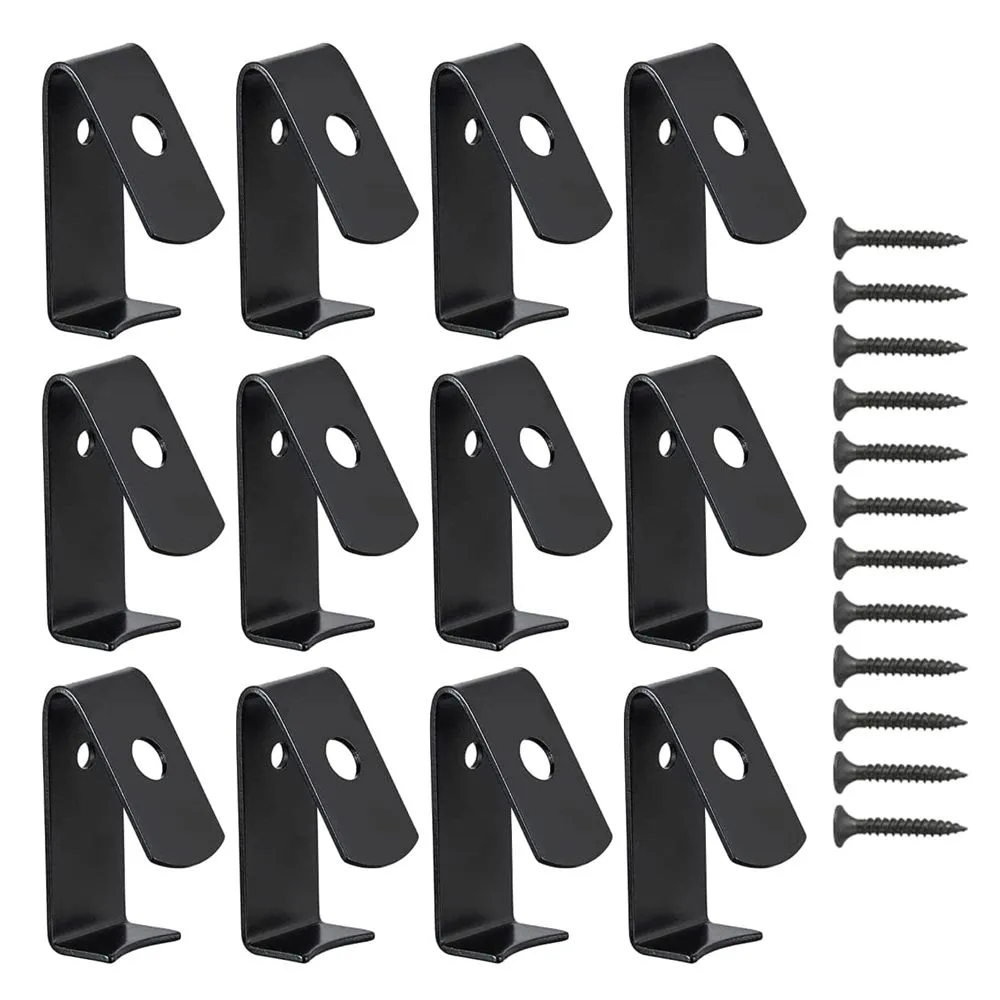 Garden Wall Hook Flower Clips For Hanging Pot Plants Set of 12 - 5cm - Black