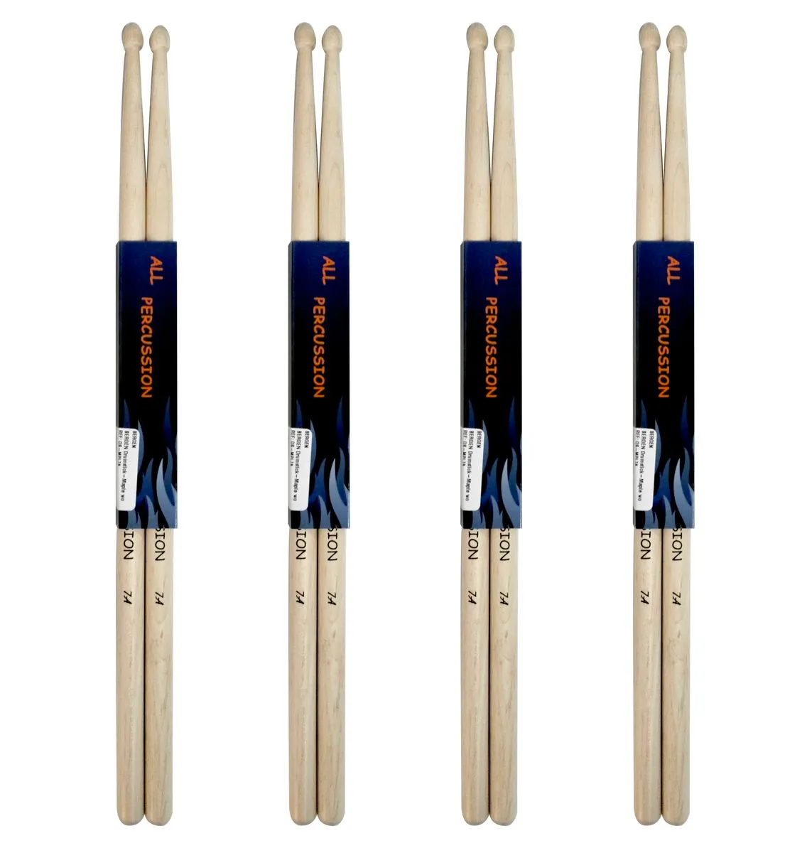 Bergen All Percussion D8-MPL7A - Maple 7A Drumsticks - Pack of 4