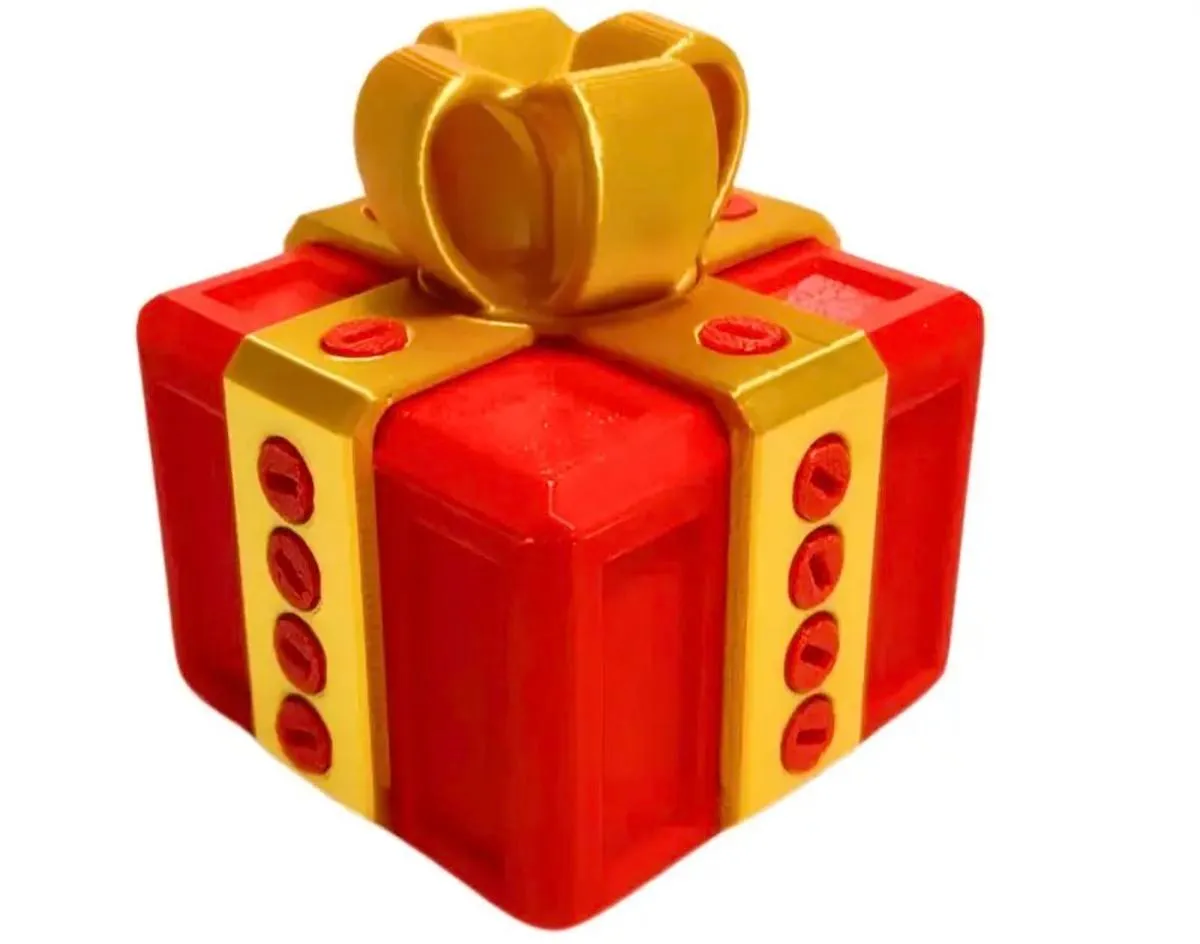 Annoying 3D Gift Box Puzzle Christmas Birthday Brain Teaser Prank Toy - Red, Gold
