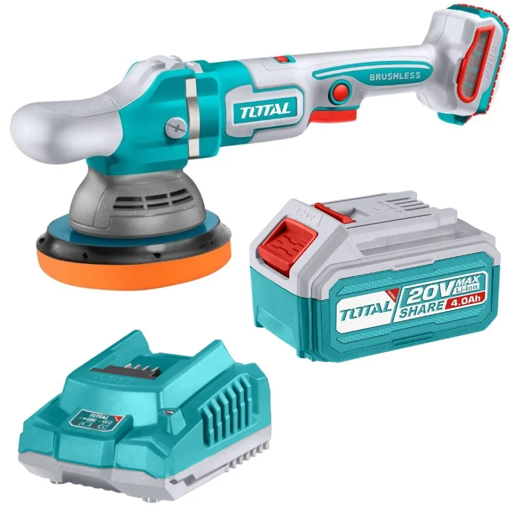 Total Tools - Cordless Brushless Polisher with 4.0Ah Battery & Charger