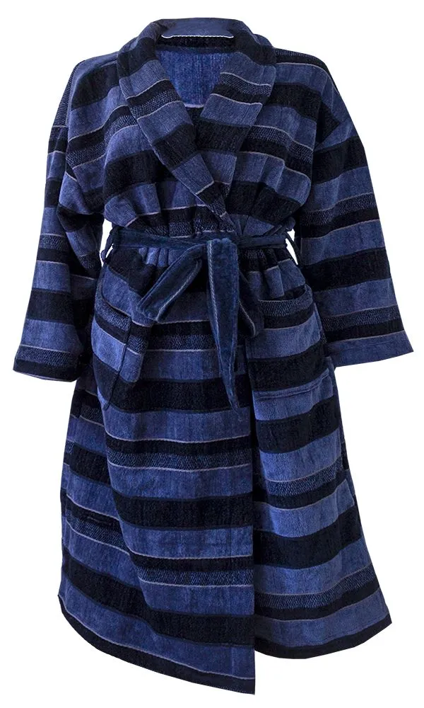Bathrobe - Velour - Shawl Collar - Stripes Poseidon - 02 Pieces