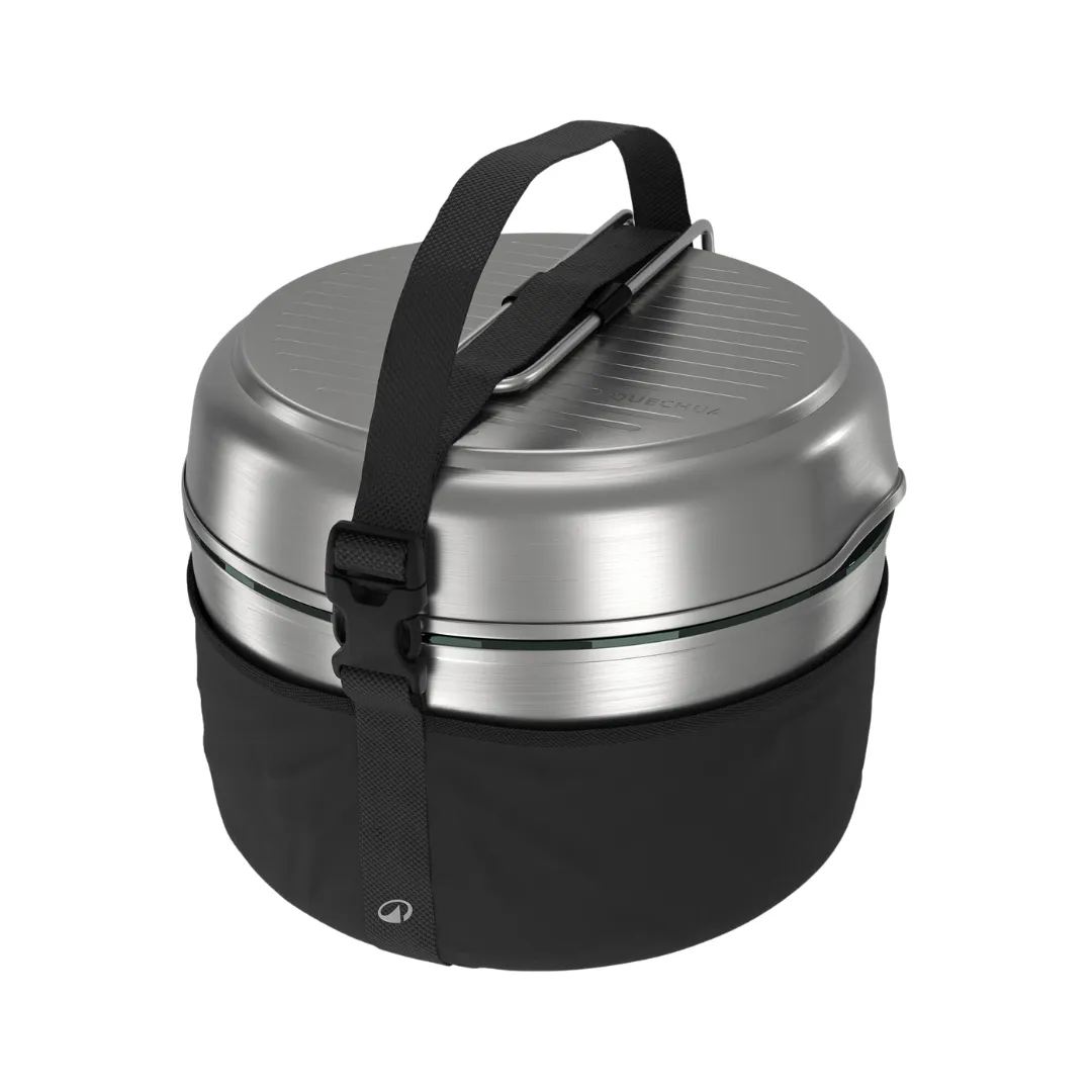 Decathlon - Quechua Stainless Steel Non-Stick Camping Cookset - 15 Pieces