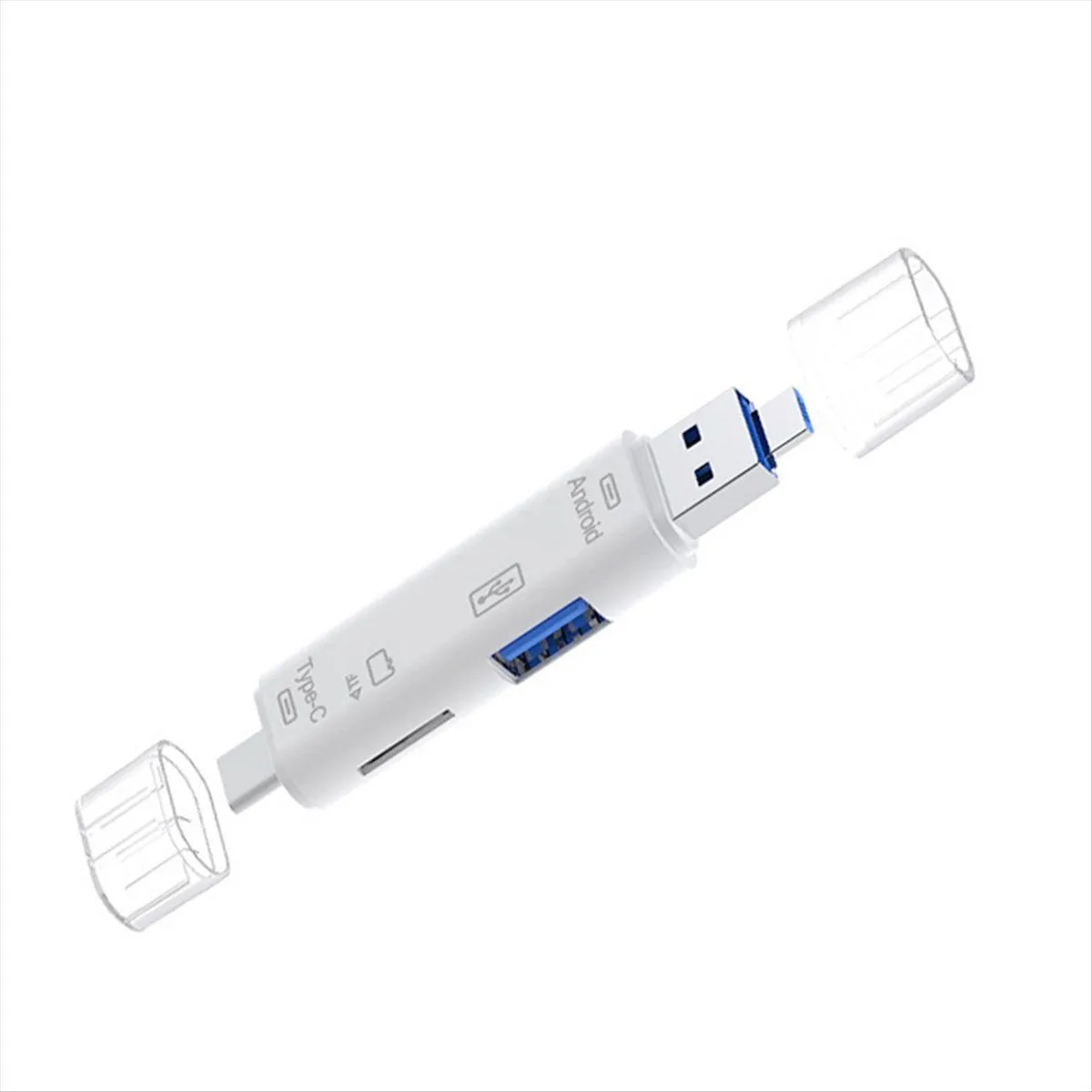3-In-1 Card Reader with Otg Function Support Usb 2.0 /Type C White