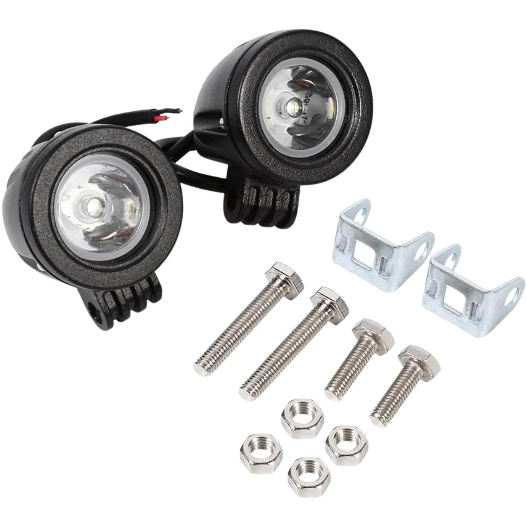 KR Small Motorcycle LED Spotlight Set: (10W) - White
