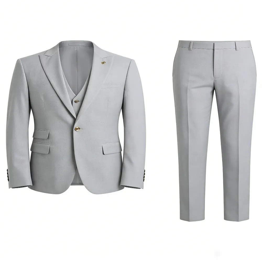 Men's Formal Slim Fit Suit Set Light Grey Lively - 3 Piece