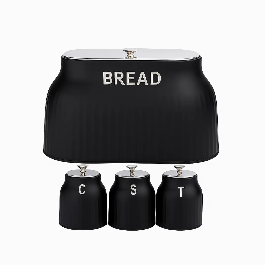Bread Bin And 3 Piece Canisters - Black