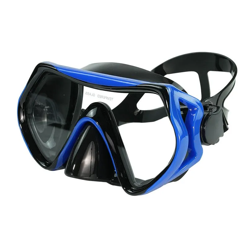 Diving Mask - Low Volume, Tempered Glass, Silicone Skirt - Blue