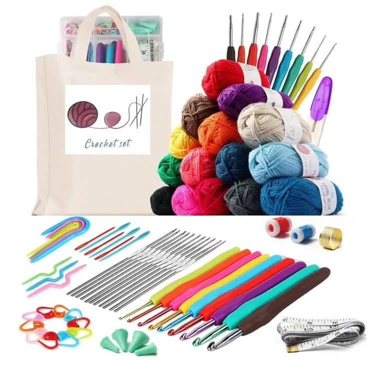73 Piece Crochet Hooks and Tools with Canvas Bag